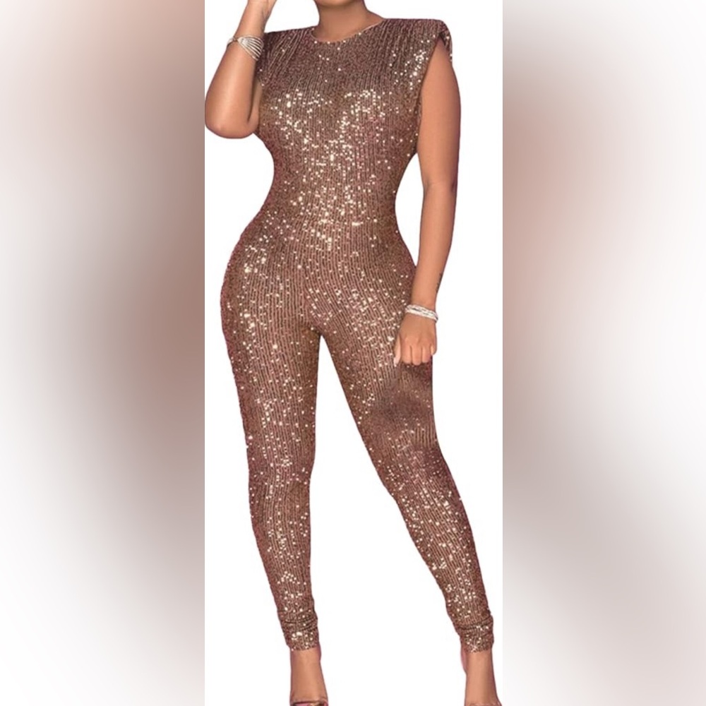 Stunning Rose Gold Sequin Pantsuit - Sparkle and Shine!